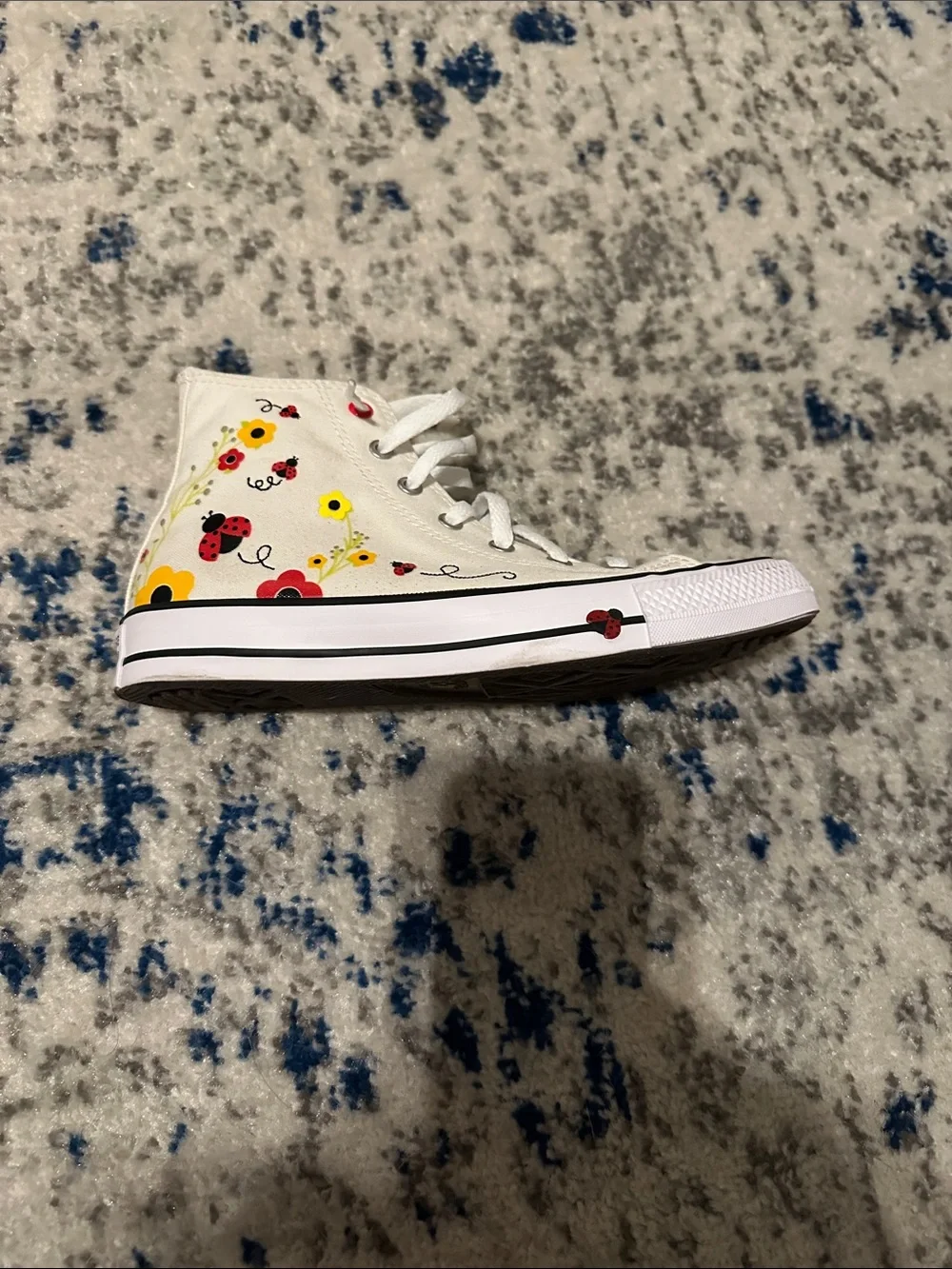 Converse White High-Top Sneakers with Red Ladybug & Yellow Floral Accents - Picture 3 of 7